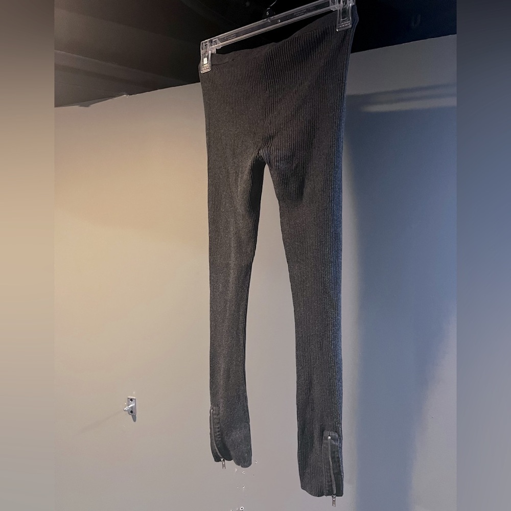 Candies Grey Sweater Leggings with Ankle Zippers